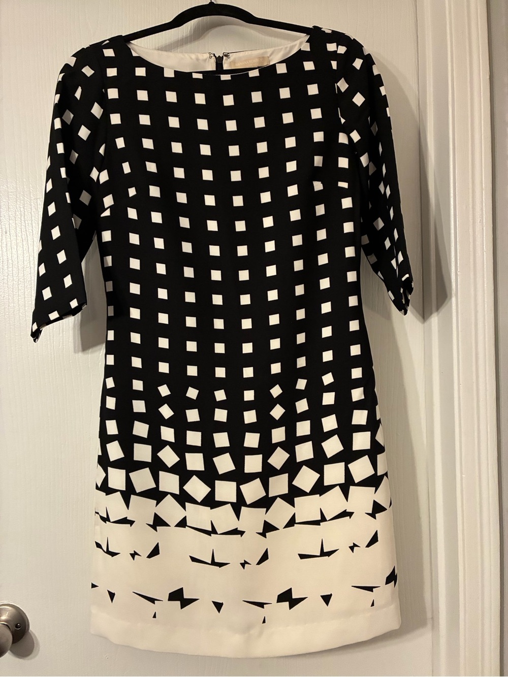 Banana Republic Black & White Geometric Shift Dress Midi Size 4